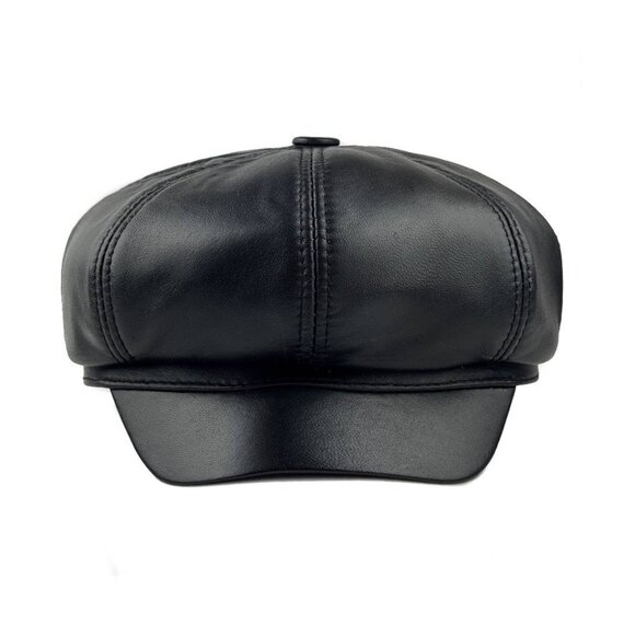 Genuine Lambskin Leather Newsboy Cap Beret Hat for Women’s - Picture 2 of 6